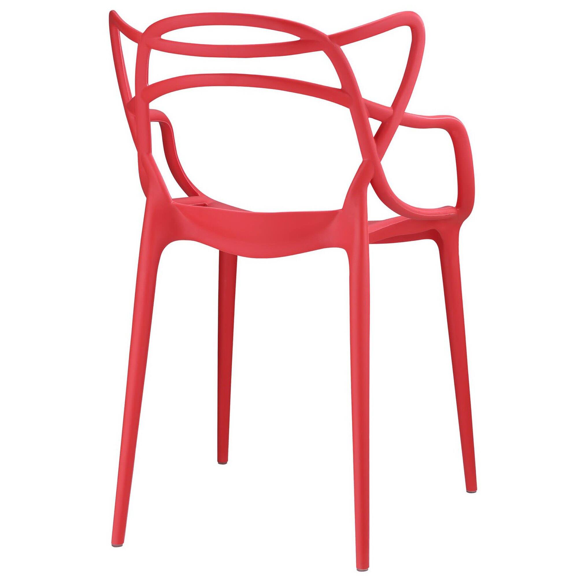 Left. Modway - Entangled Dining Set Set of 4 by Modway - Red.