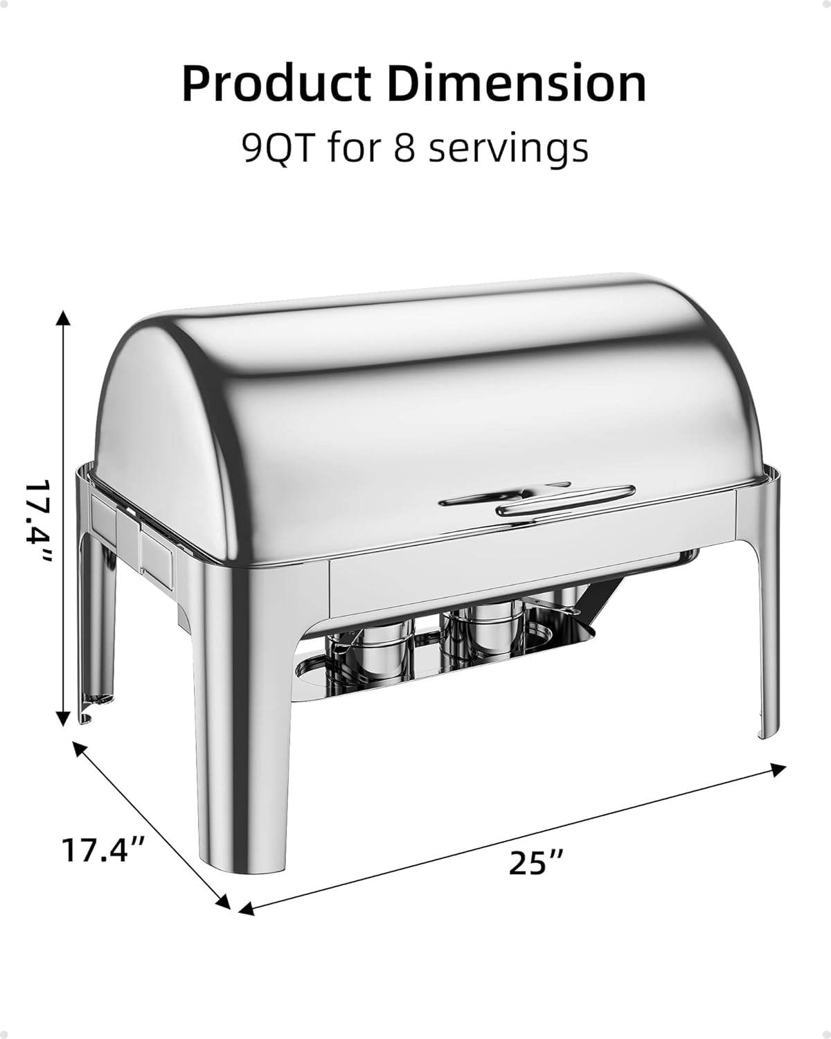 Product Dimension  
9QT for 8 servings  
17.4" x 17.4" x 25"
