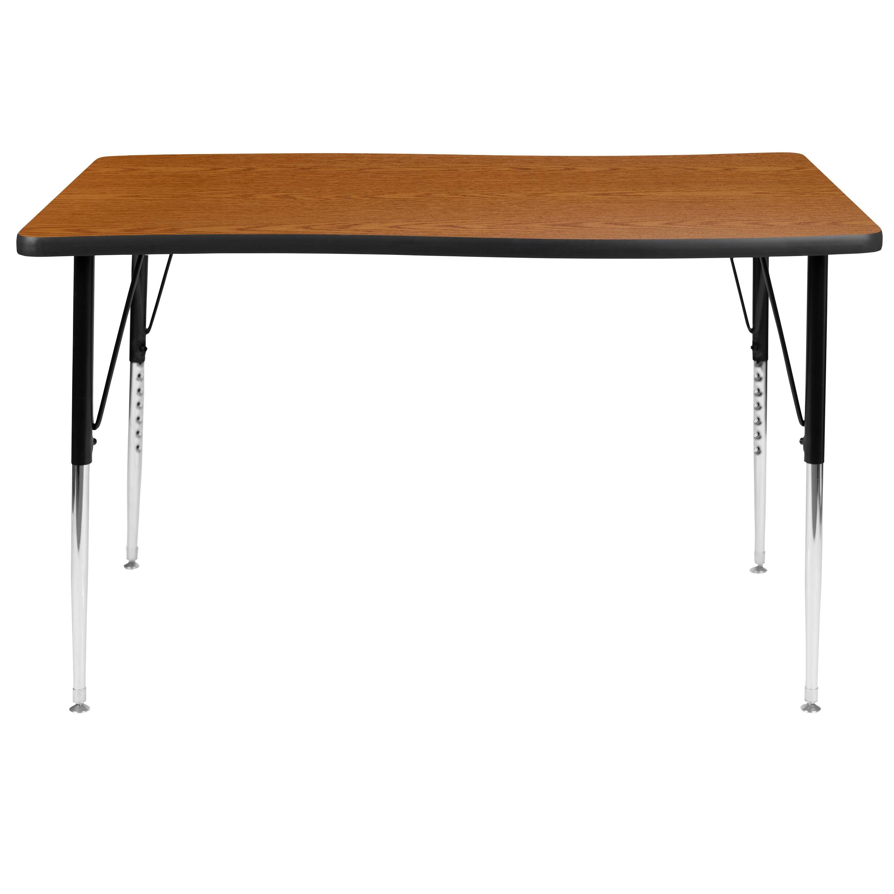 Alt View 5. Emma + Oliver - 28"W x 47.5"L Rectangle Wave Flexible Collaborative Adjustable Height Activity Table - Oak.