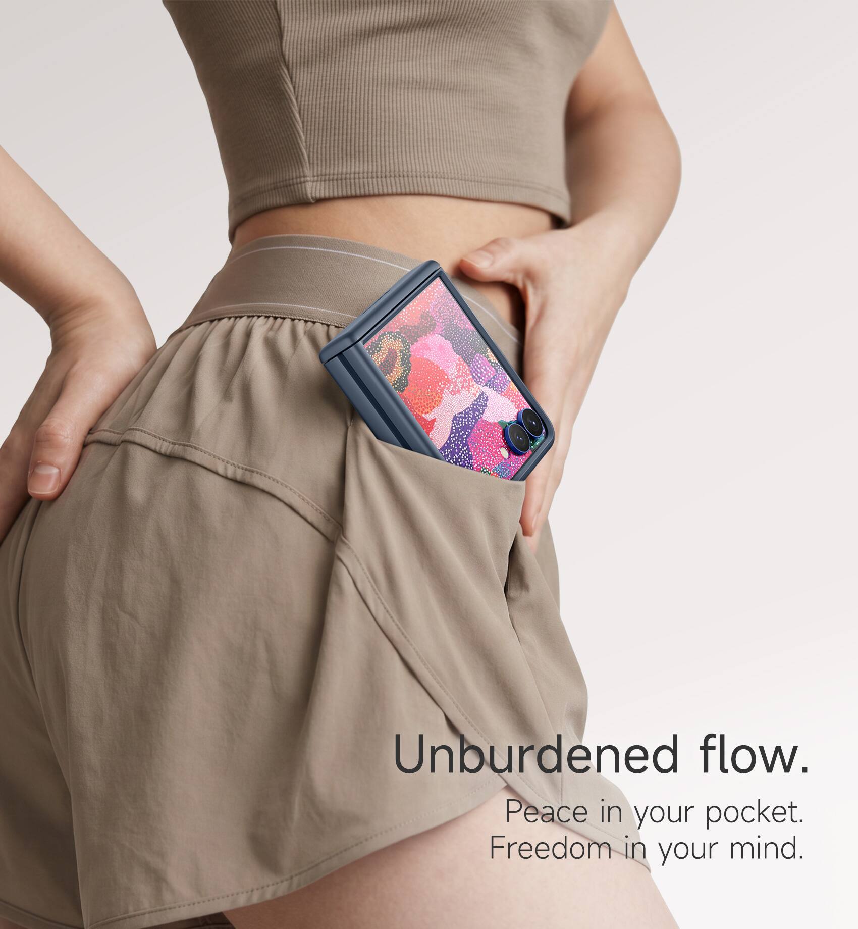 Unburdened flow.  
Peace in your pocket.  
Freedom in your mind.