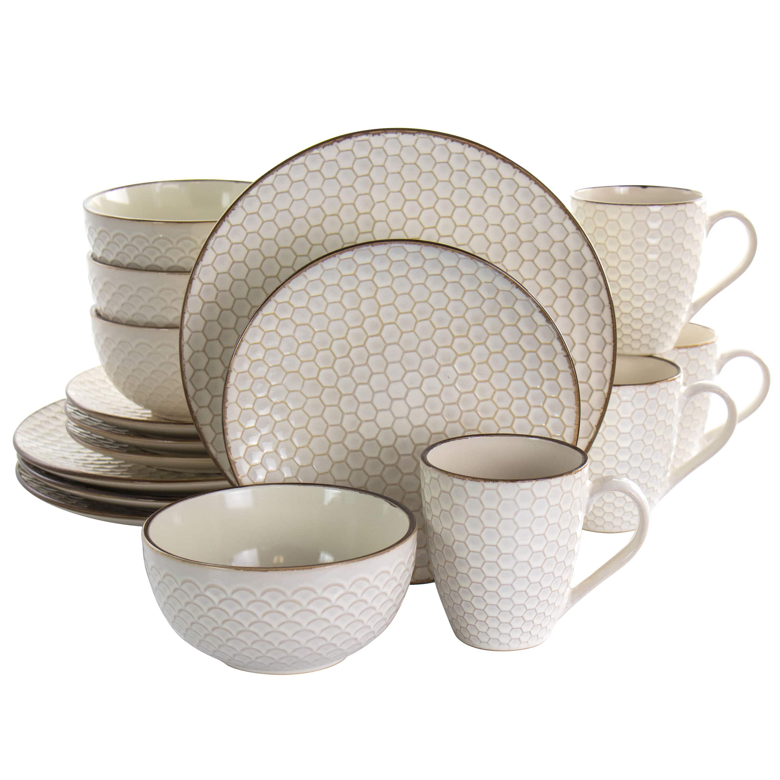 Elama - Honey 16 Piece Stoneware Dinnerware Set - Ivory price history on PriceWatchPro
