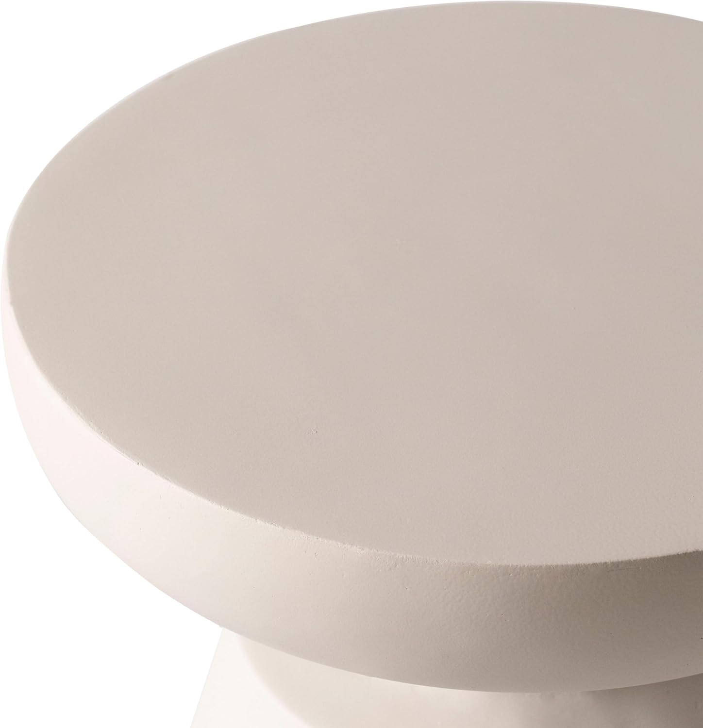Alt View 2. LeisureMod - Isle Modern Fiberstone Side Table, Round Weather Resistant Indoor/Outdoor Pedestal Accent Table - Cream.