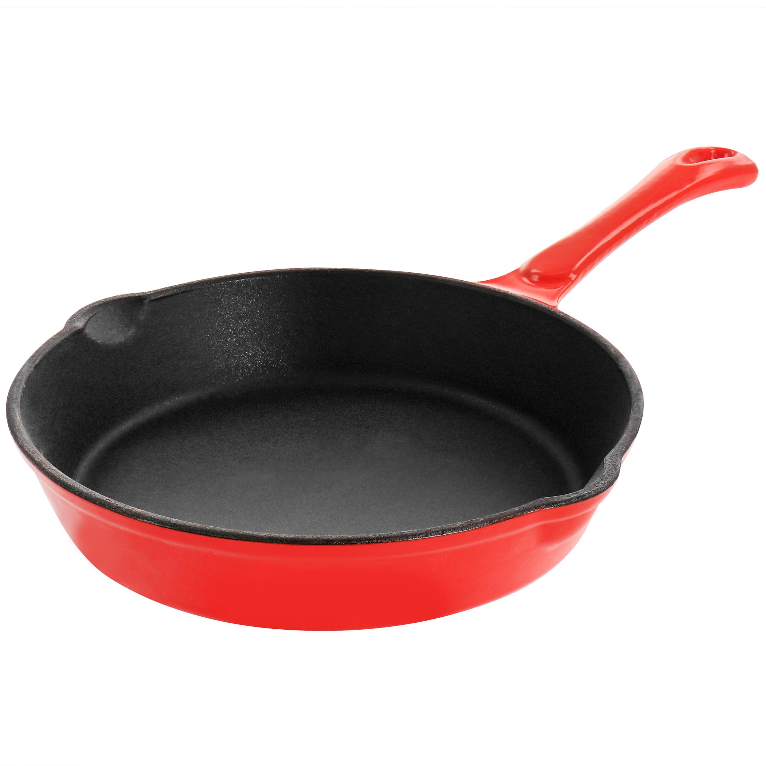 Mega Chef - MegaChef Enameled Round 8 Inch PreSeasoned Cast Iron Frying Pan - Red