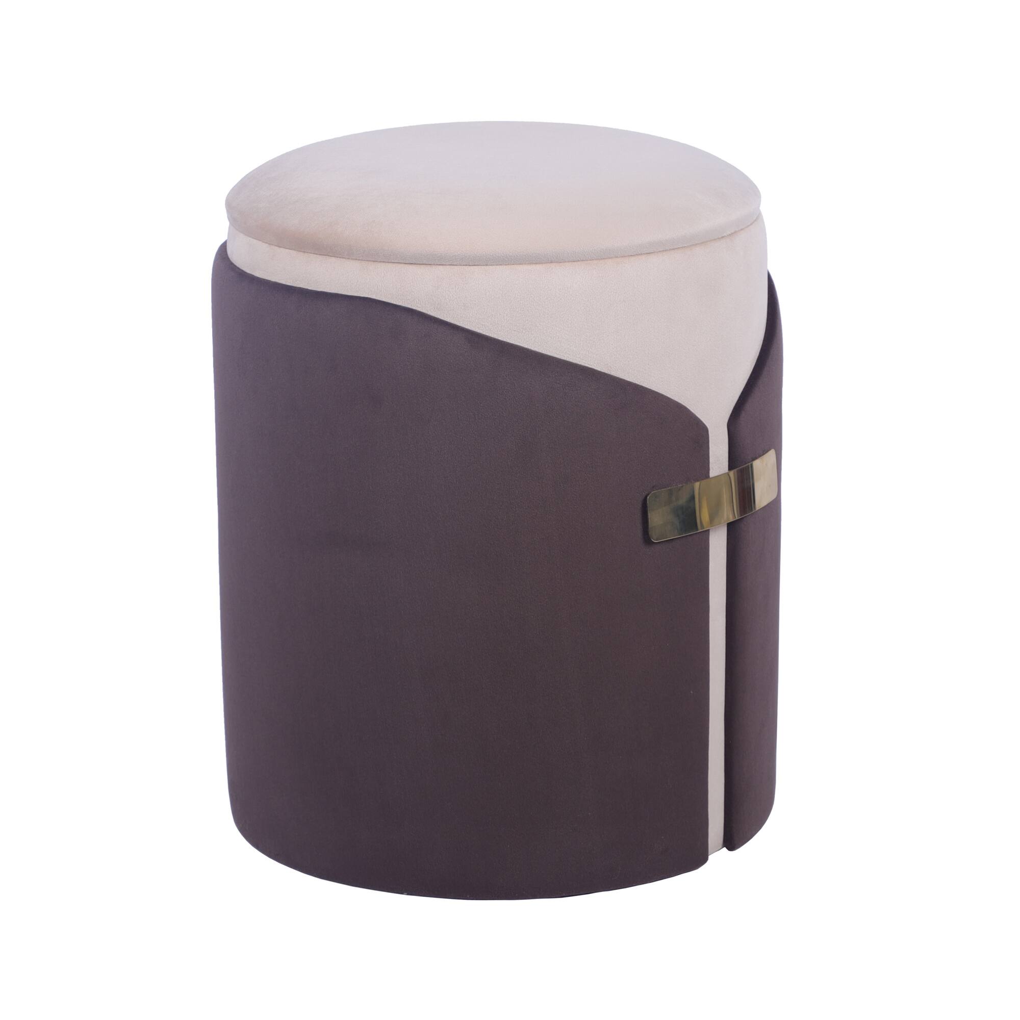 Alt View 4. GOODSILO - Elegant Two-Toned Storage Ottoman and Vanity Stool with Gold Accents - Brown.
