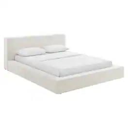 Luma Chenille Upholstered King Platform Bed Frame by Modway - Ivory Fabric