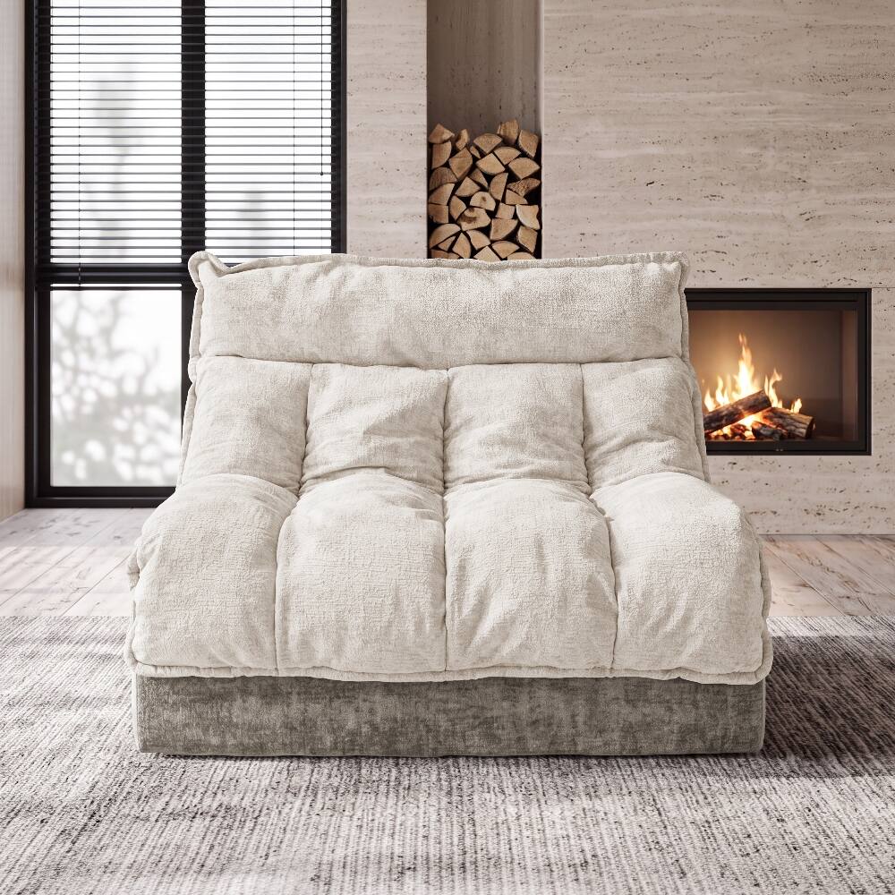 Angle. Loheer - Loheer Cloud Sofa Single Seat Modern Sectional Couch Beige Chenille Apartment Couch - Beige.