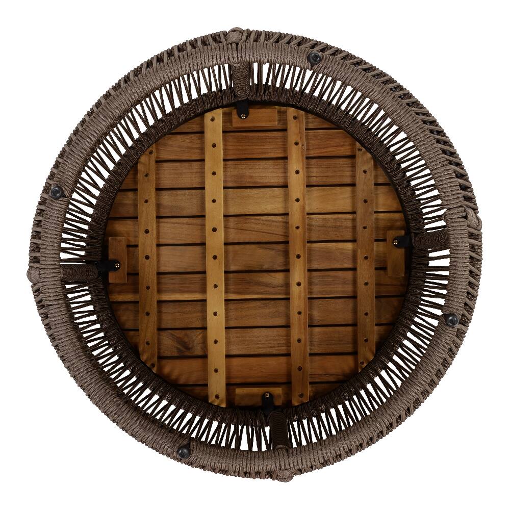 Alt View 3. Loheer - Loheer Acacia Wood Side Table Round Outdoor Table Grey Rope - Grey.