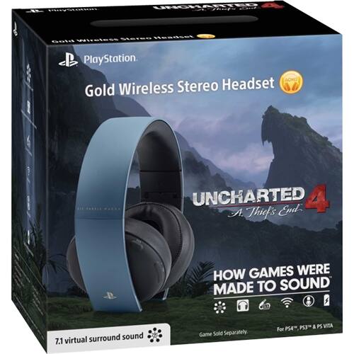 Alt View 15. Sony - Uncharted 4 Limited Edition Gold Wireless 7.1 Headset - Gray Blue.