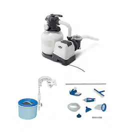 Intex - 2100 GPH Sand Filter Pump, Deluxe Pool Maintenance Kit, & Pool Skimmer