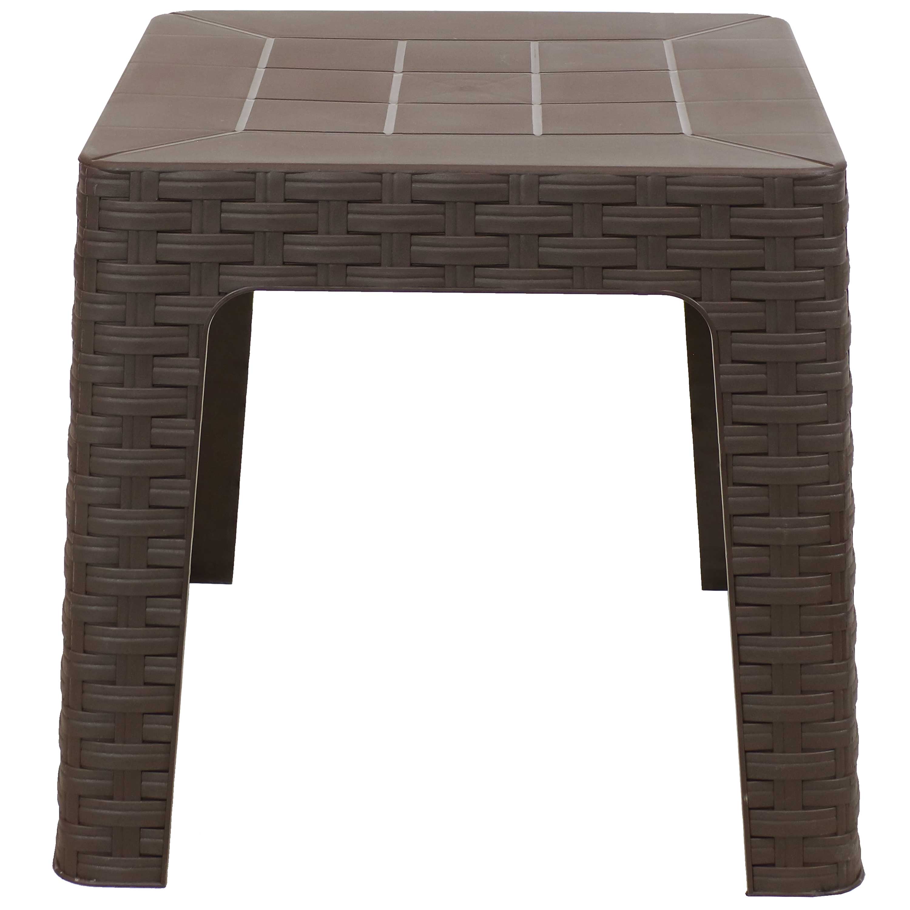 Alt View 10. Sunnydaze - 18.5 in Plastic Square Patio Side Table - Set of 4 - Brown.