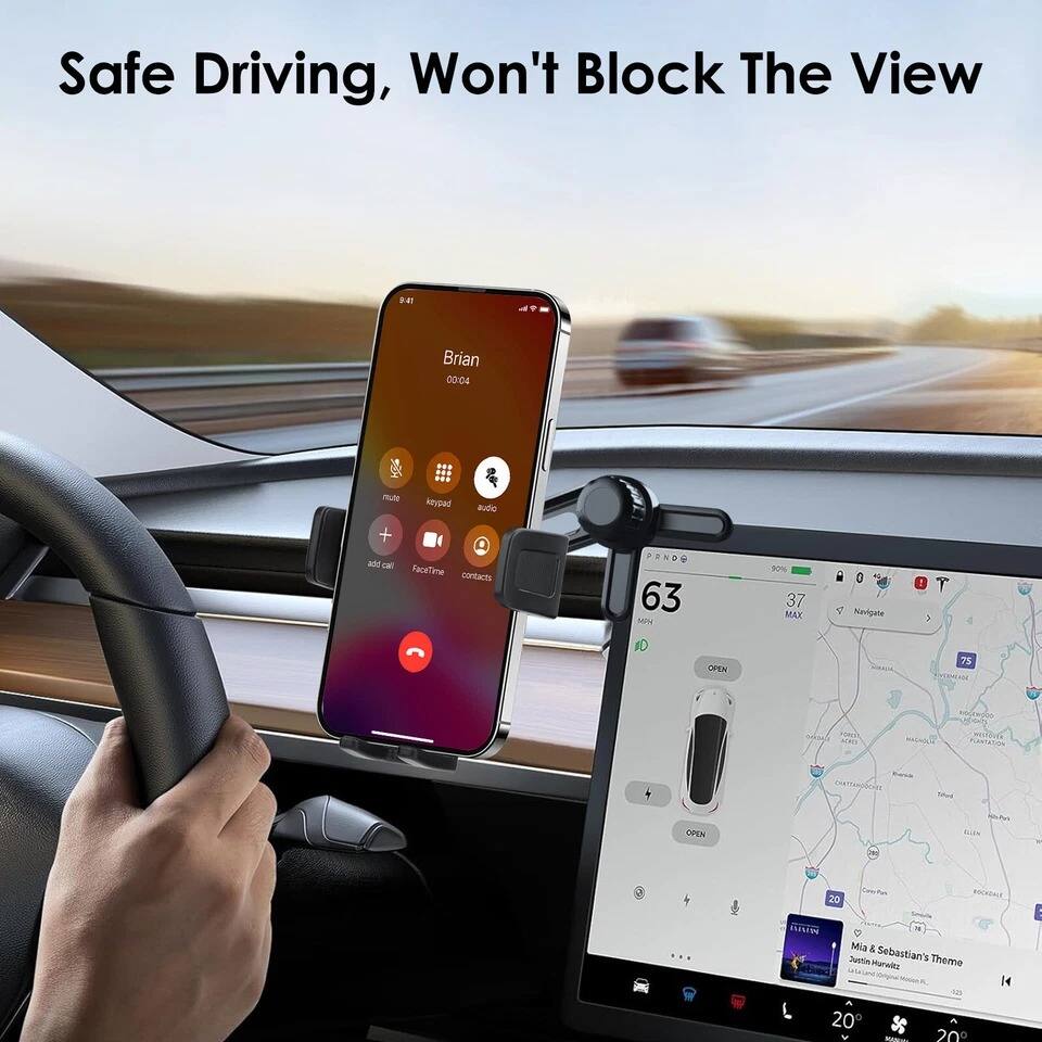 Safe Driving, Won't Block The View

Brian
00:04

63
37 MAX

Mia & Sebastian's Theme
Mia & Sebastian - In the Rain

Navigate
OPEN

FaceTime
contacts

add call

mute
keypad
audio

PRND
60
0
1
T

20°
20°