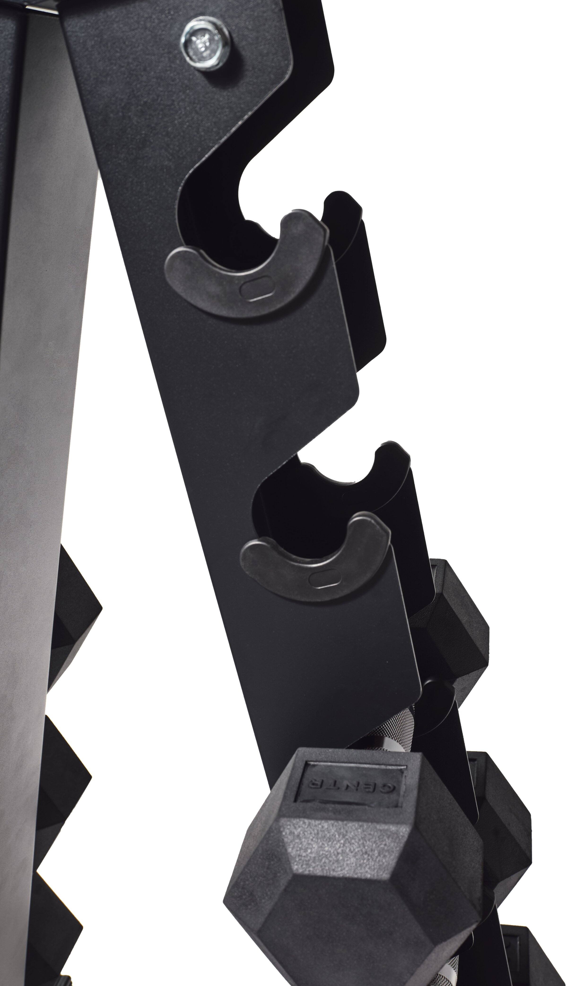 Left. Centr - 5-25 Lb Dumbbell Weight Set with Rack - Black.