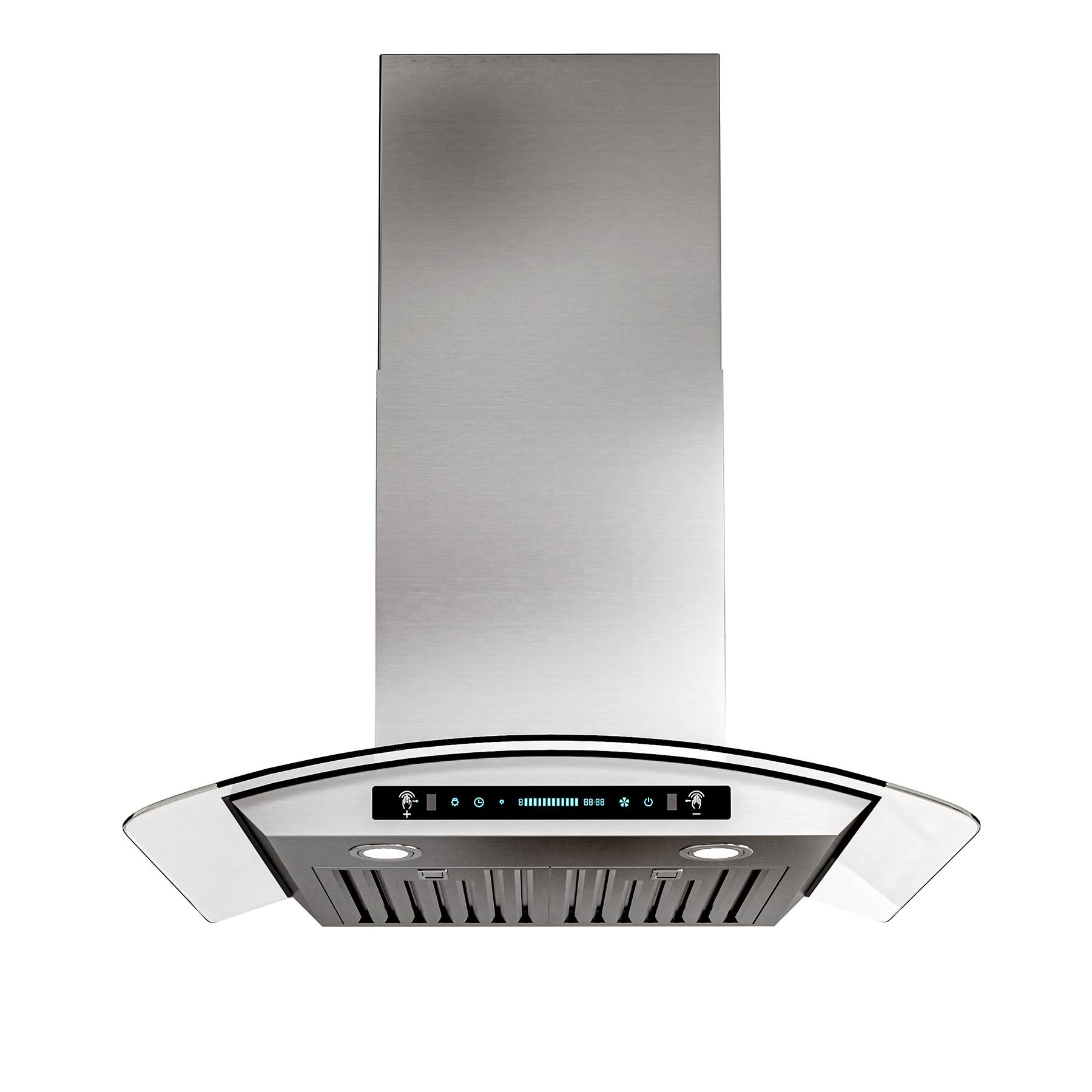 Front. Onefly - 30 inches - Ducted - Wall Mount Range Hood - silver.