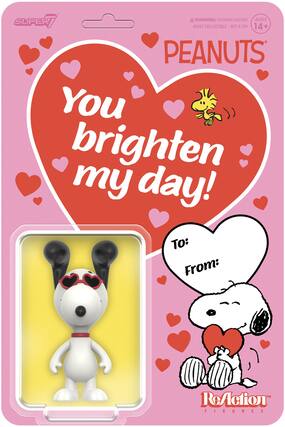 **WARNING: CHOKING HAZARD**
**AGES 14+**
**PEANUTS**
**SUPER**
**You brighten my day!**
**To:**
**From:**
**ReAction FIGURES**