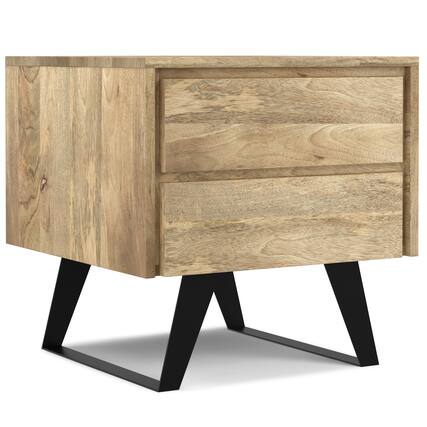 Front. Simpli Home - Lowry SOLID MANGO WOOD and Metal 22 inch Wide Rectangle Modern Industrial Side Table in Natural - Natural.
