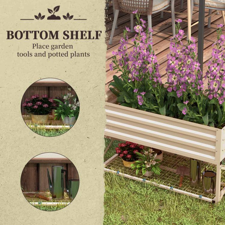BOTTOM SHELF  
Place garden tools and potted plants