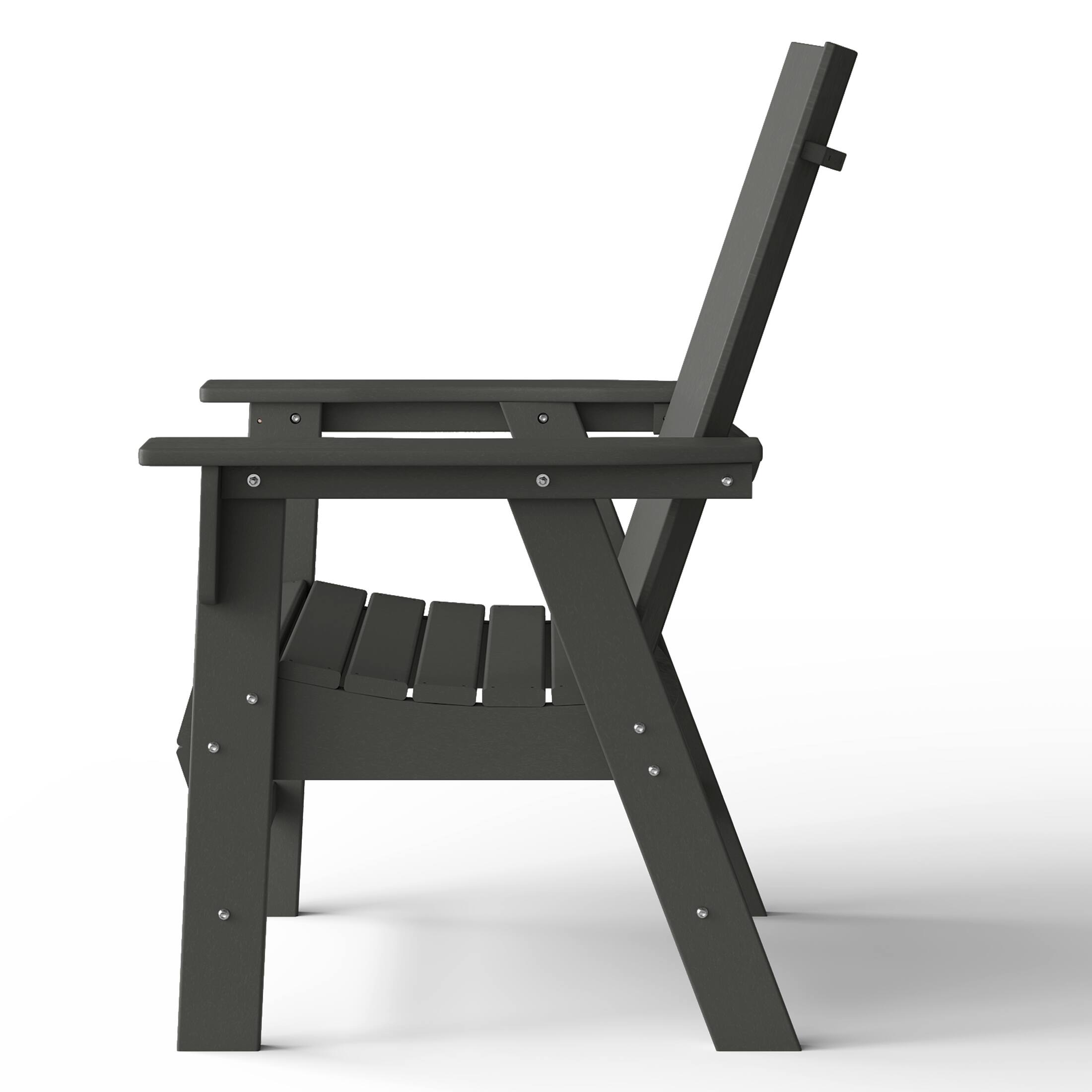 Alt View 2. WestinTrends - WestinTrends Ashore Outdoor Patio HDPE Plastic Modern Adirondack Dining Chair - Gray.