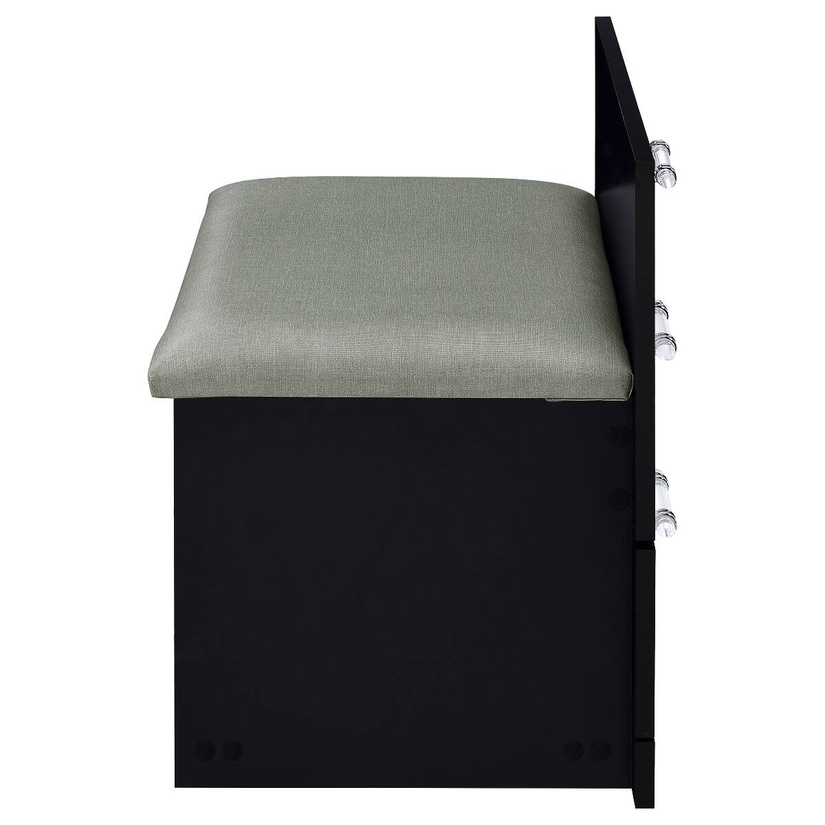 Alt View 9. Loheer - Loheer Black High Gloss Makeup Vanity Set with Mirror and Stool - Black.