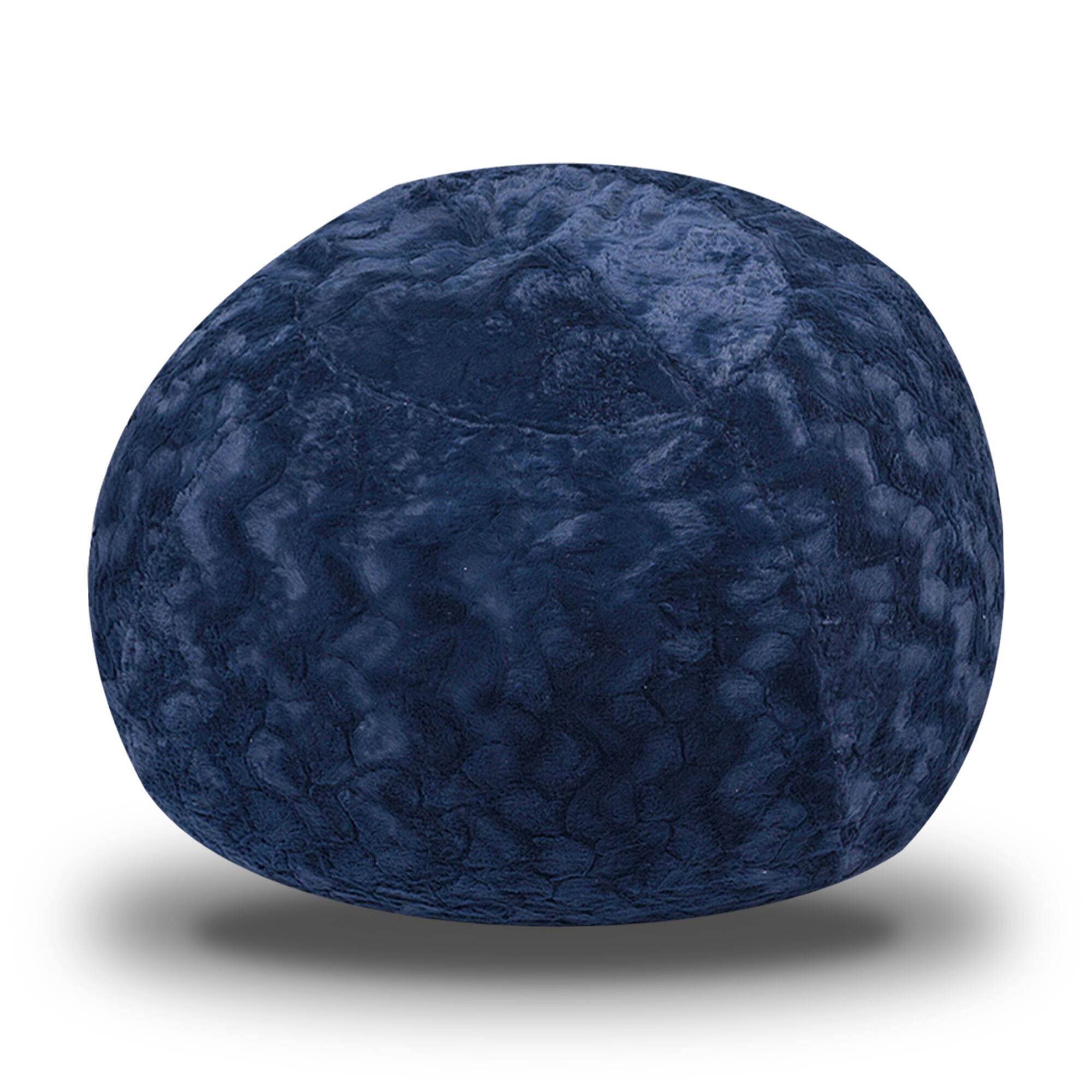 Alt View 1. GOODSILO - Luxurious Faux Fur Bean Bag Chair - Extra Large 5ft Cozy Lounger for Kids and Adults with Removable Washable Cover - Navy.