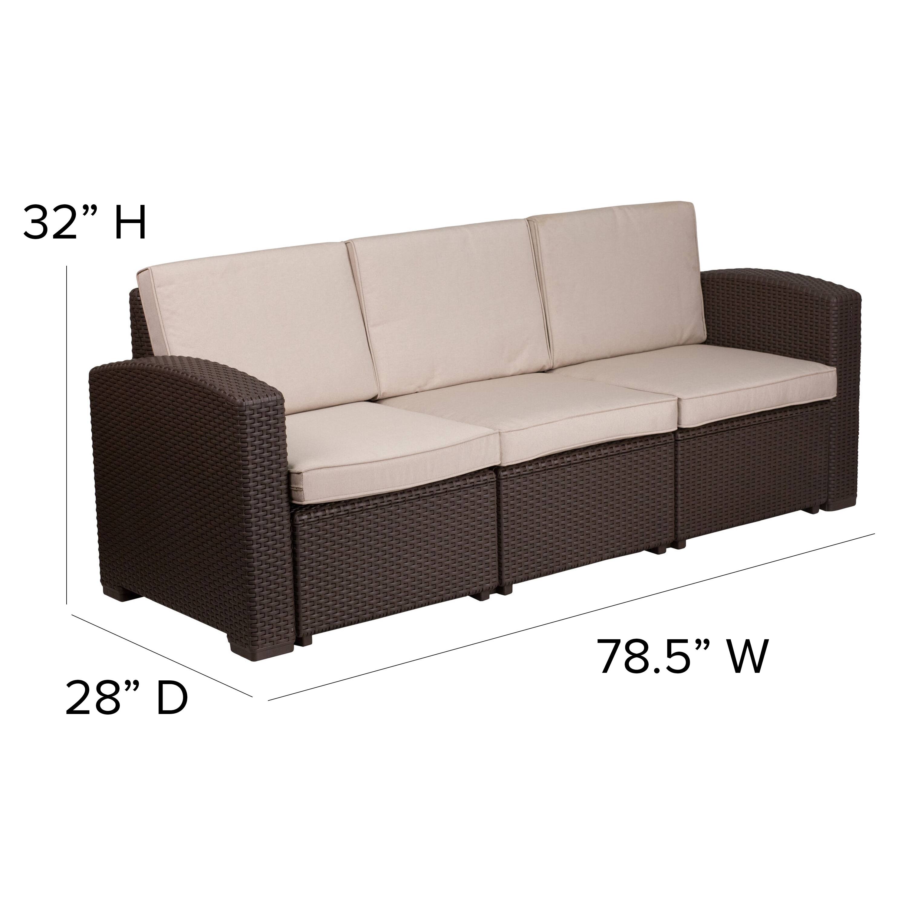 Alt View 13. Alamont Home - Seneca Faux Rattan Sofa with All-Weather Cushions - Chocolate Brown.