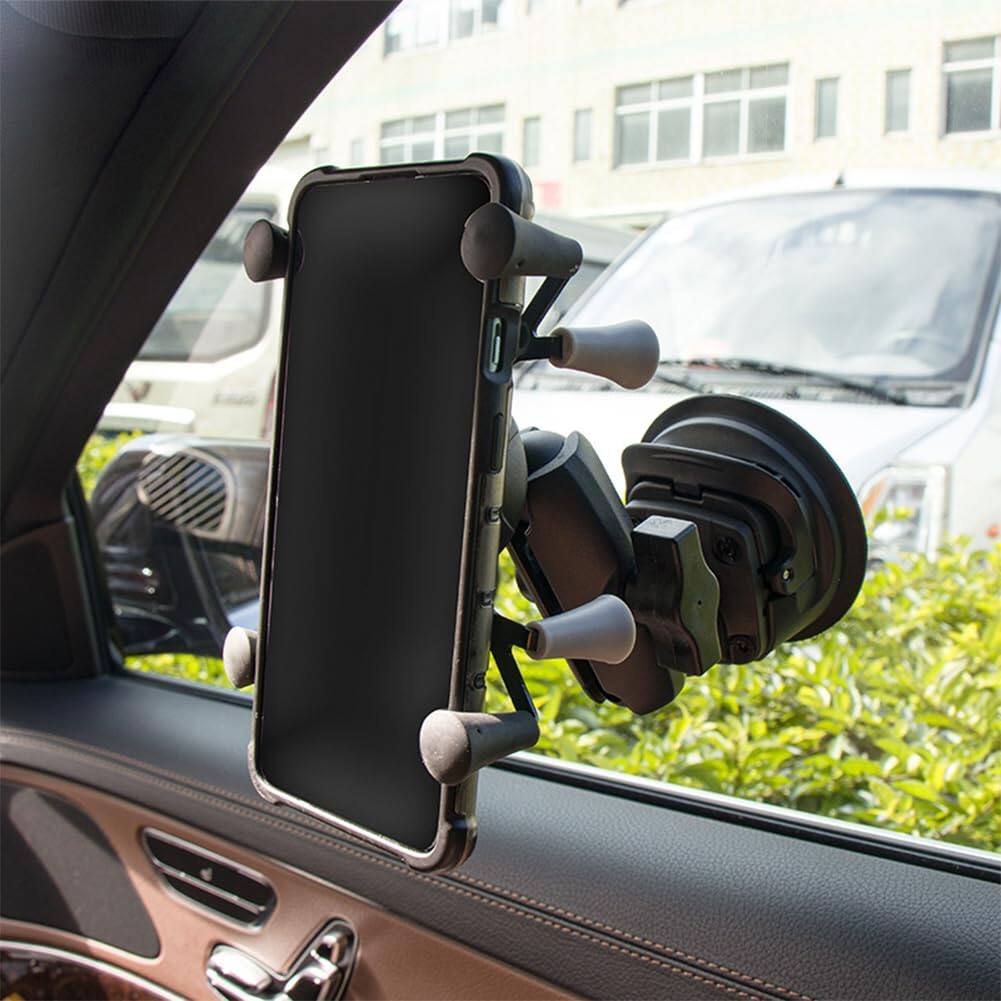 Alt View 6. TECH SAFARI - Phone Holder With B Size 1"" Ball Mount Handlebar Compatible Ram And Systems Double Socket Arm Black - Default.