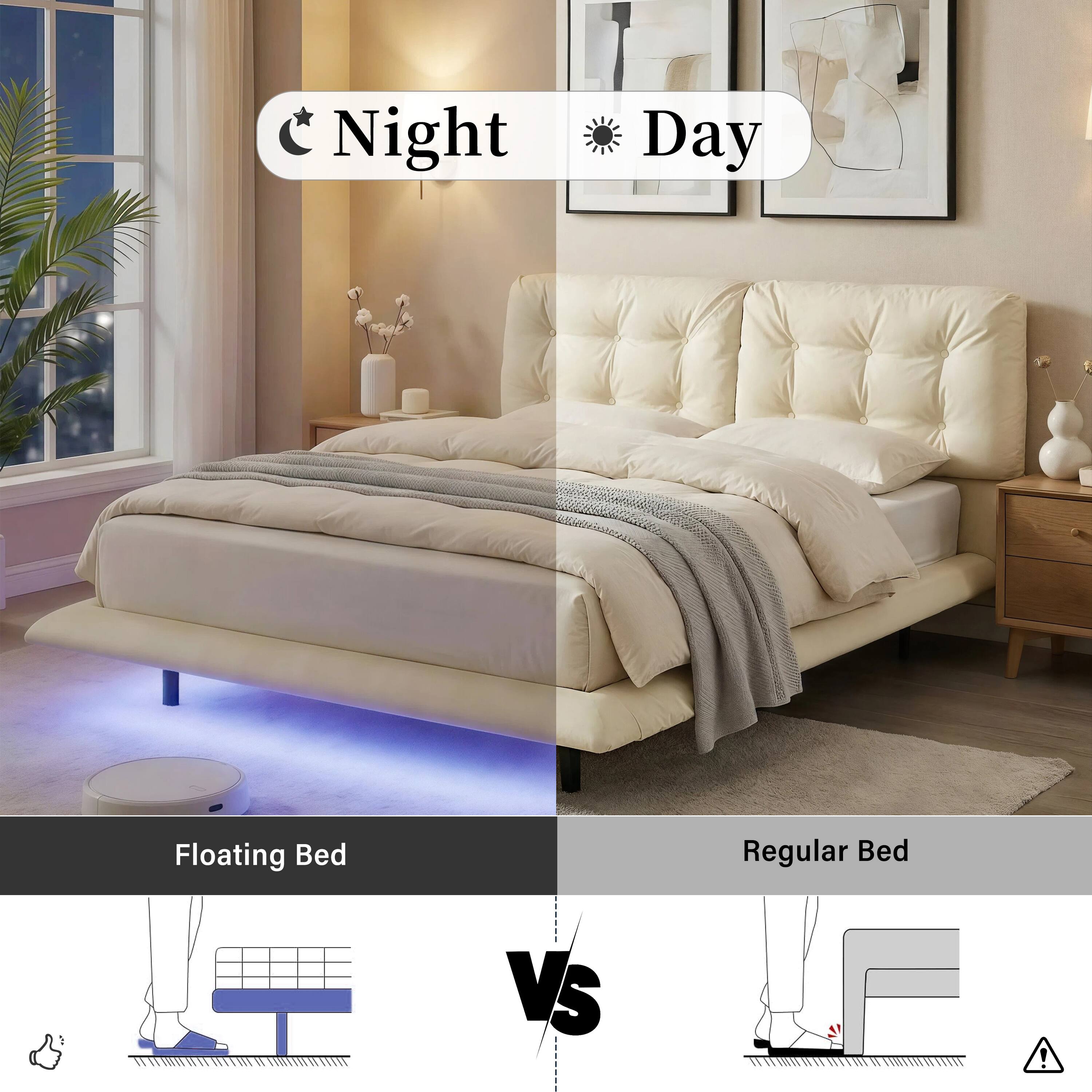 Night Day Floating Bed Regular Bed 2 VS