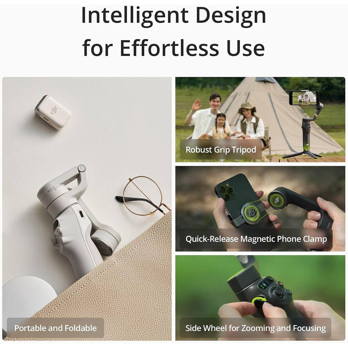 Intelligent Design for Effortless Use

- Robust Grip Tripod
- Quick-Release Magnetic Phone Clamp
- Portable and Foldable
- Side Wheel for Zooming and Focusing
