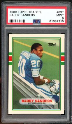 Barry Sanders Rookie Card 1989 Topps Traded #83T PSA 9
