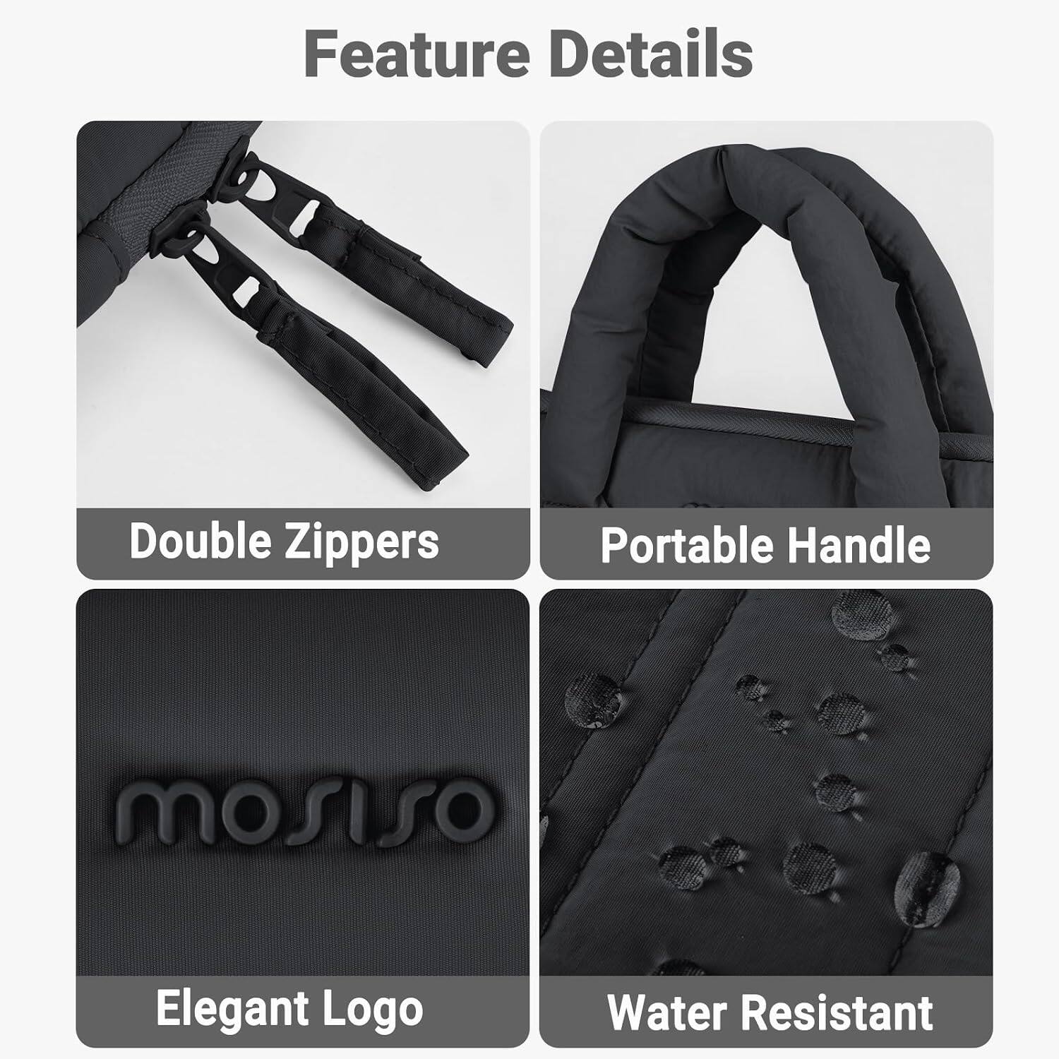 Feature Details

- Double Zippers
- Portable Handle
- Elegant Logo
- Water Resistant