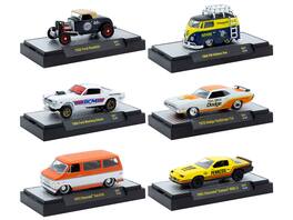 "Auto-Thentics" 6 piece Set Release 97 IN DISPLAY CASES Limited Edition 1/64 Diecast Model Cars by M2 Machines - Multicolor