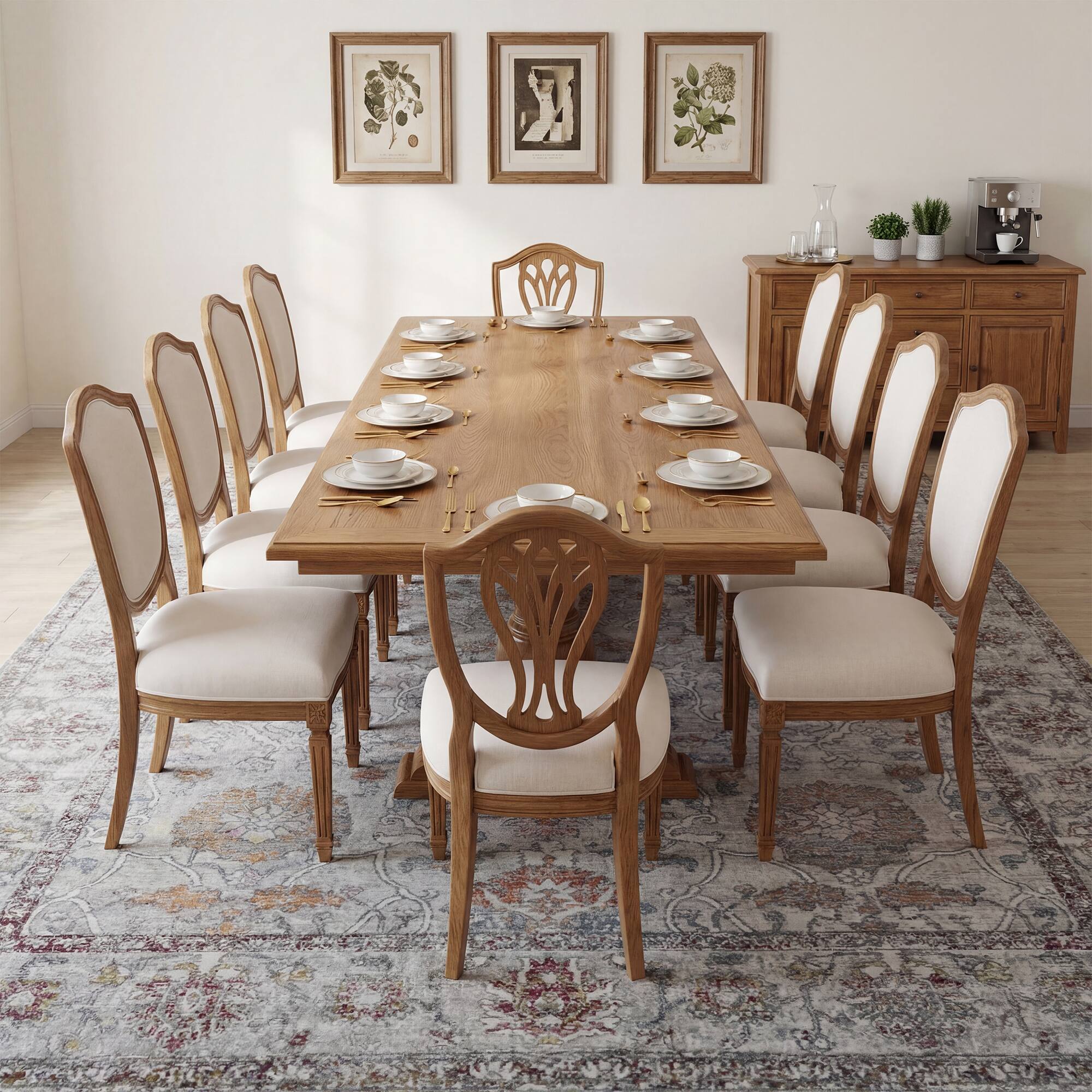 Left. RYHNUYNE - 9x12 Neutral Floral Rugs, Vintage Style Washable Area Rug, Non Slip Soft Low Pile Rug for Living Room Farmhouse Nursery - gray.