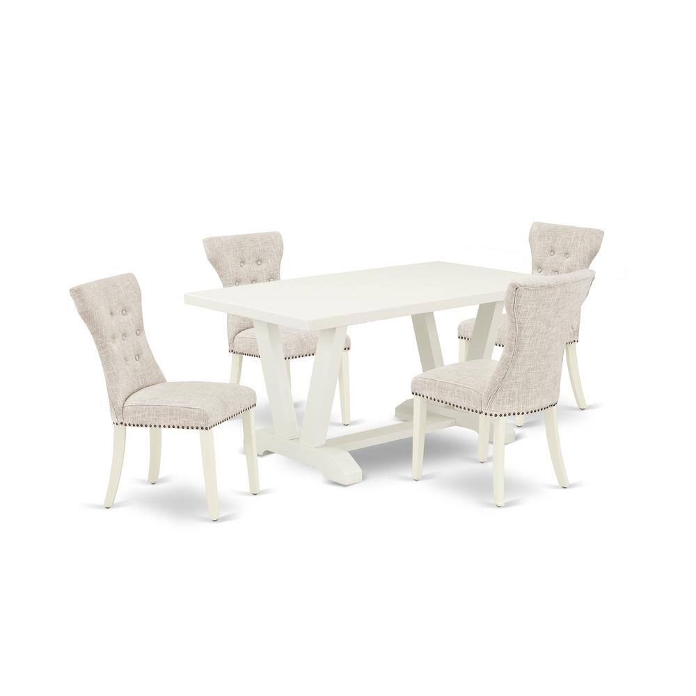 Left. East West Furniture - East West Furniture 5-Pc Included 4 kitchen parson chairs Upholstered Nails Head Seat and High Button Tufted Chair Back - Multi-Color.