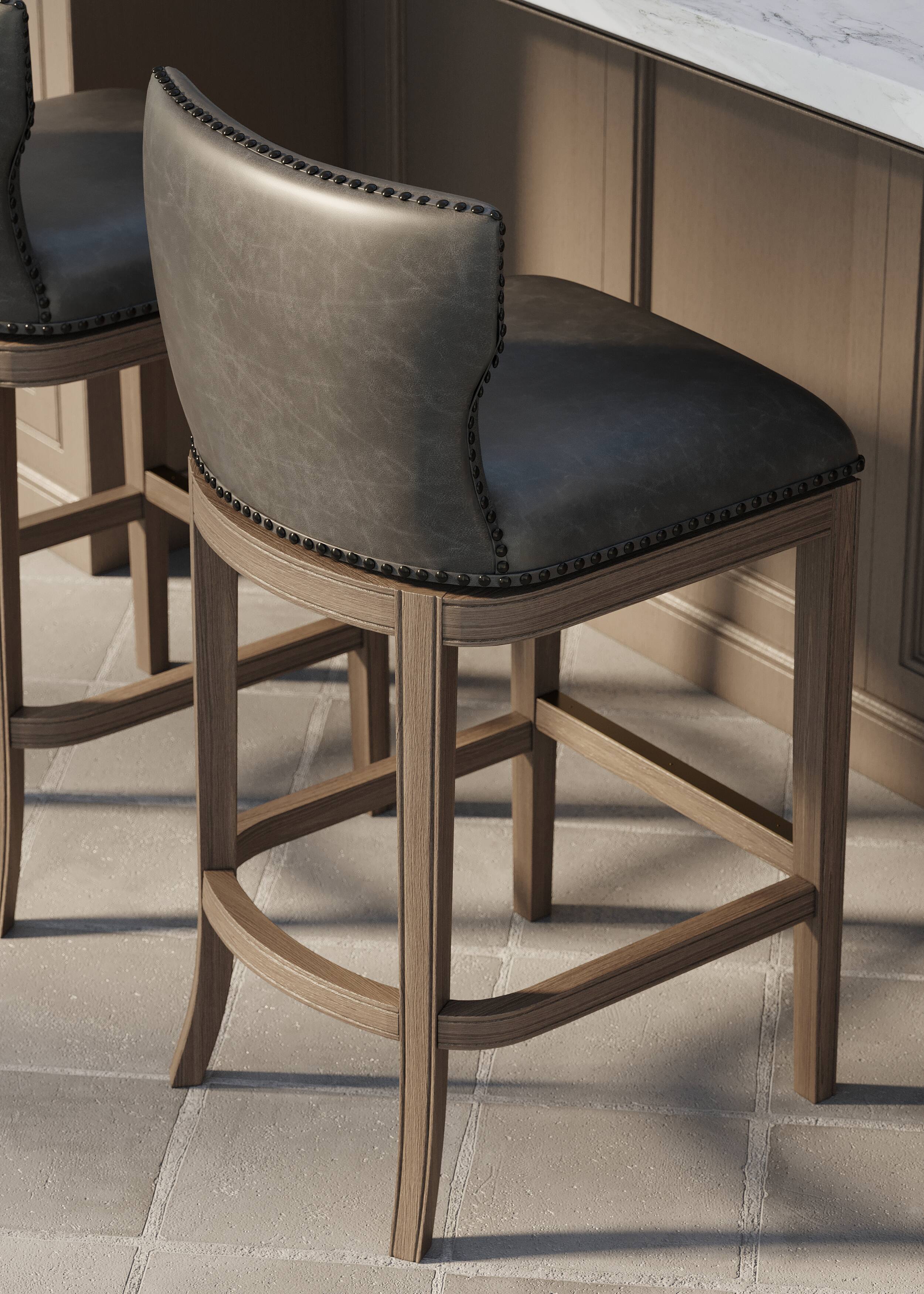 Alt View 4. Maven Lane - 31" Hugo Bar Stool in Reclaimed Oak Finish with Vegan Leather - Reclaimed Oak.