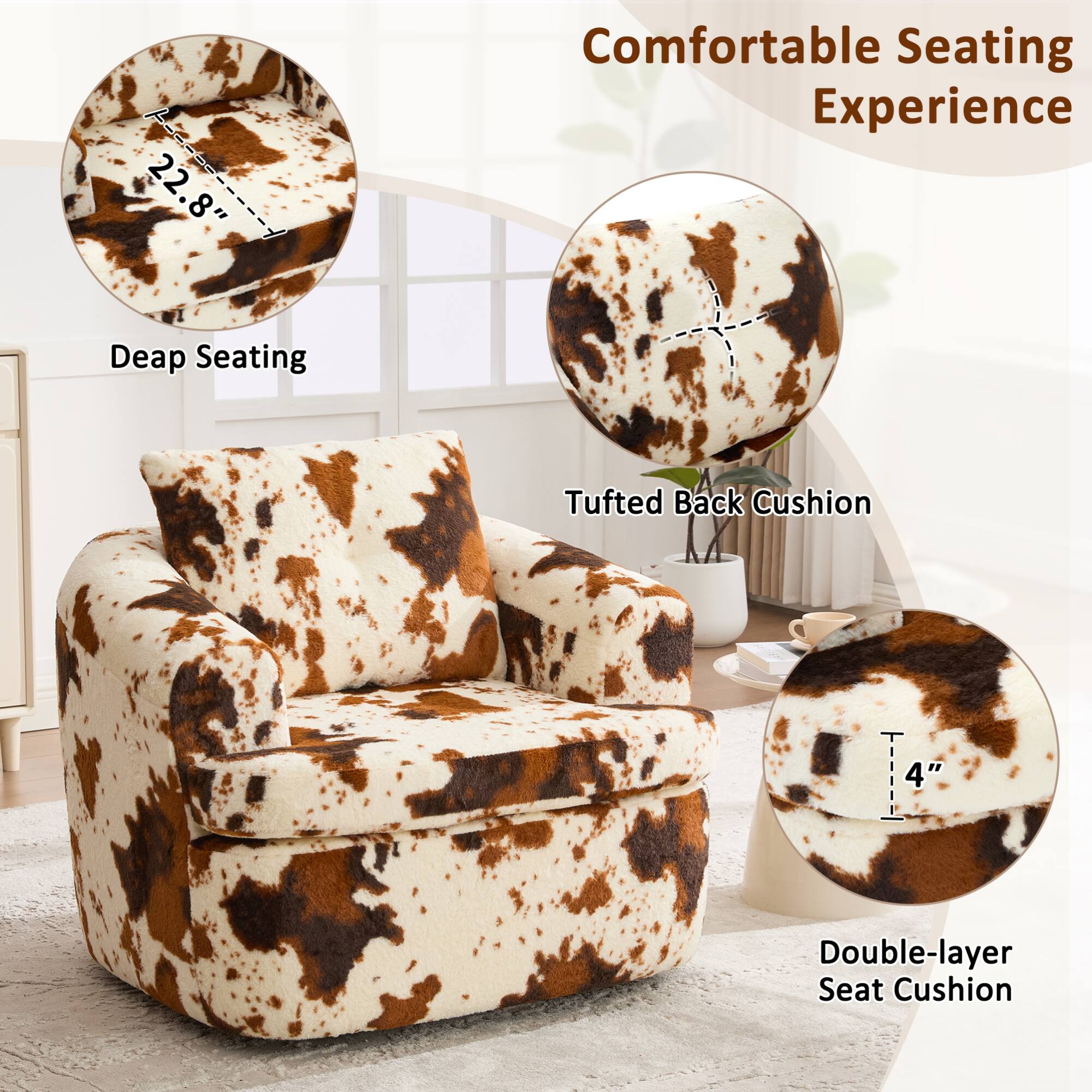 oA6S 22.8"  
Comfortable Seating Experience  
Deep Seating  
Tufted Back Cushion  
Double-layer Seat Cushion