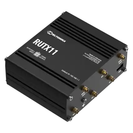 TEL TELTONIKA (9-50VDC INPUT) RUTX11
OUTPUT (GND)
TEL LT-51436
TELTONIKA
Made in Lithuania
Default IP: 192.168.1.1
USE MAIN A