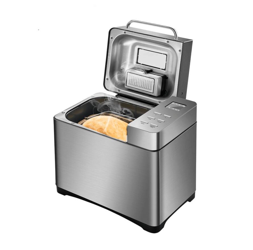 Angle. Tiramisubest - 19-in-1 Automatic Bread maker 650W toaster 2.8" LED,gluten free,American bread,French bread,whole wheat bread 15h timer - Silver.