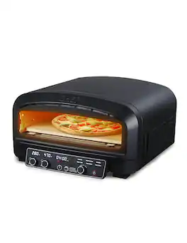 Commercial Chef - Indoor Electric Pizza Oven, Includes Pizza Stone & Shovel - Black
