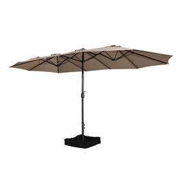 Boyel Living - 15 FT Extra Large Double Sided Patio Market Umbrella with Base Fade Resistant UV Resistant - Tan