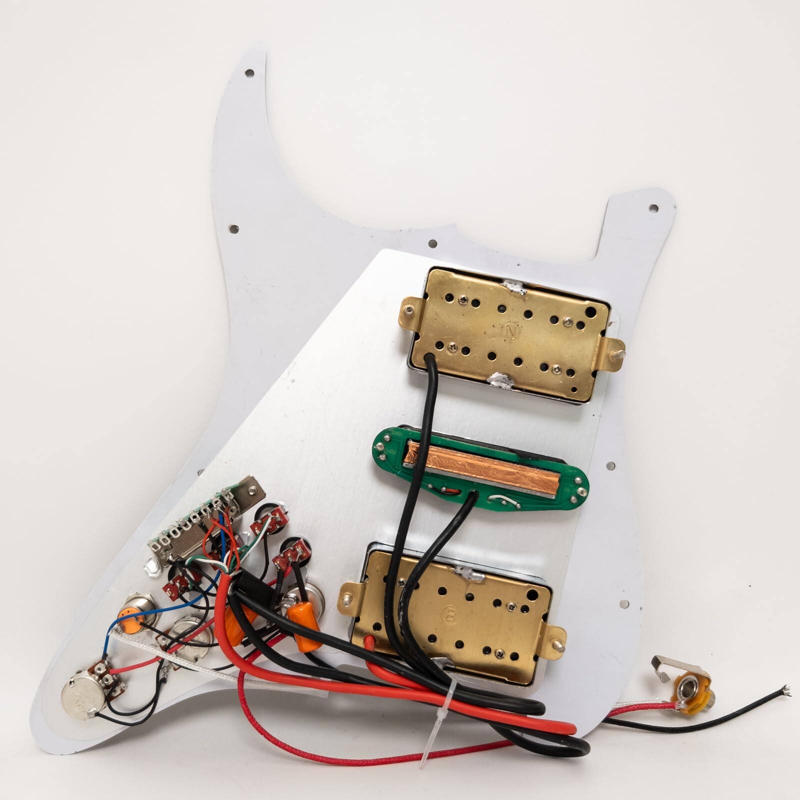 Back. Dazzling Pops - Hsh Prewired Strat Pickguard Set Coil Split Humbucker Pickups Loaded Pick Guard Guitar Mute Output For Fender - Red Tortoise.