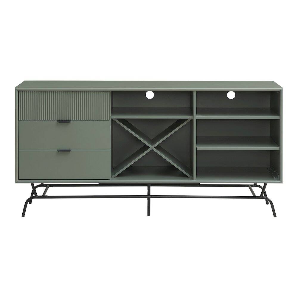 Alt View 1. Furniture of America - Yaztra Sage Green TV Stand with 3-Drawers and 4-Shelves - Green.