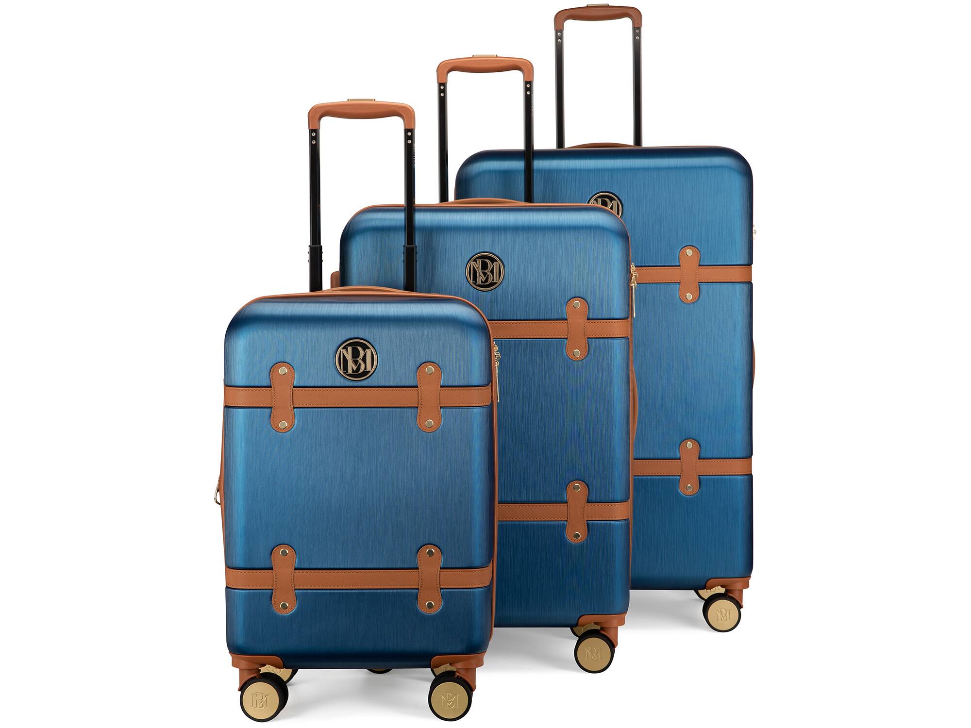 Angle. Badgley Mischka - Badgley Mischka Grace 3 Piece Expandable Retro Luggage Set - Navy - Navy.