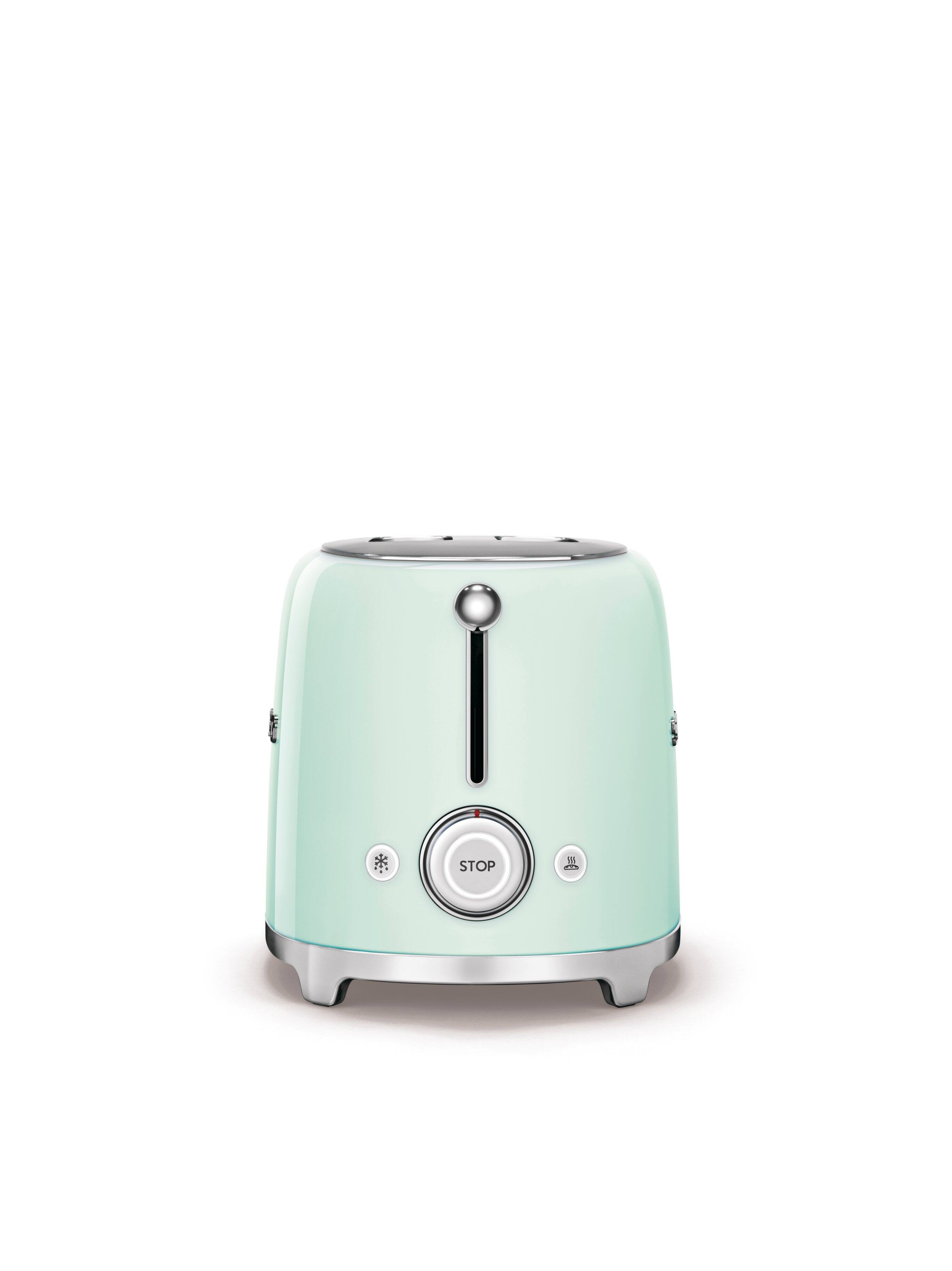Left. SMEG - SMEG TSF02 4-Slice Long Wide-Slot Toaster - Pastel Blue.