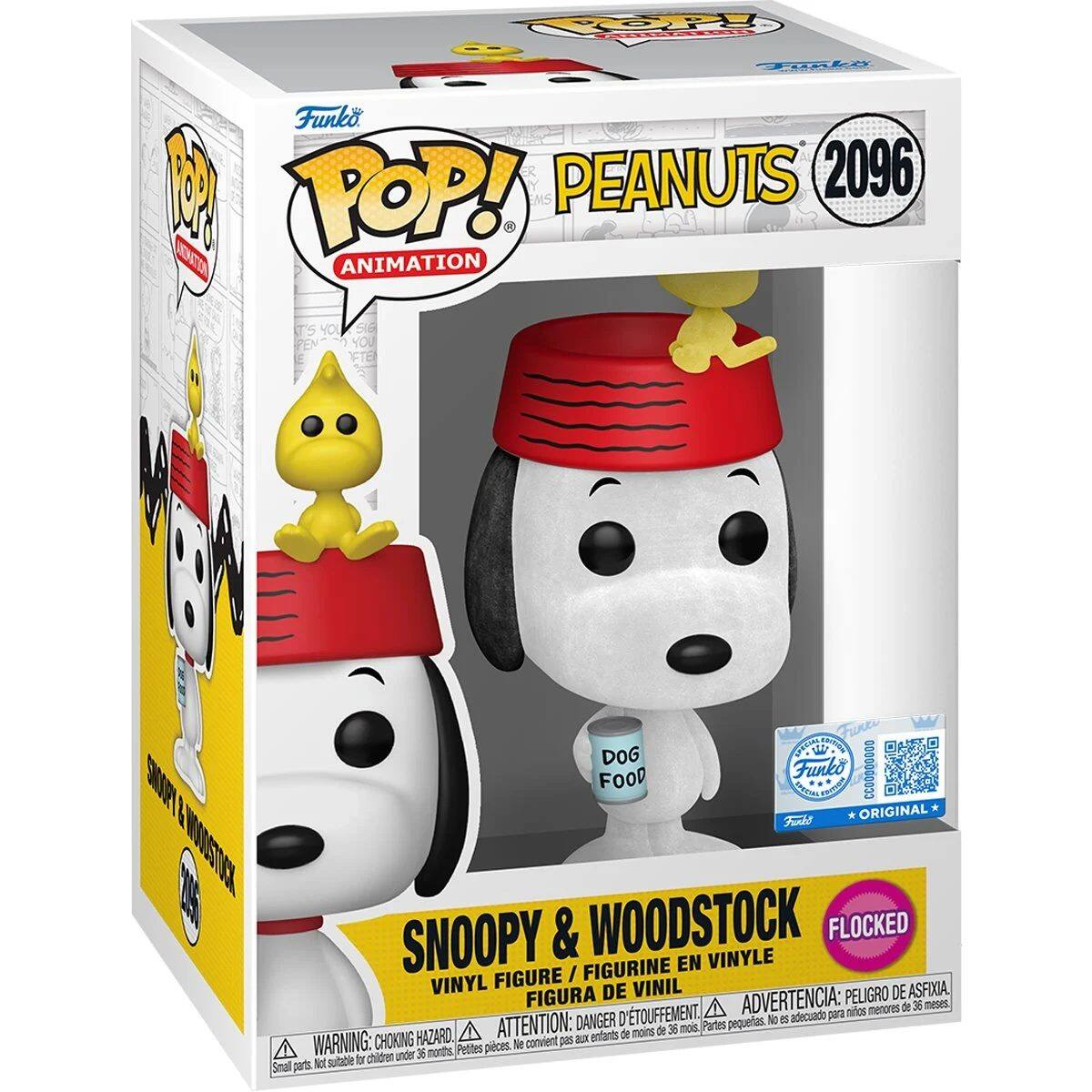 Funko POP! PEANUTS 2096  
SNOOPY & WOODSTOCK  
VINYL FIGURE / FIGURINE EN VINYLE / FIGURA DE VINIL  
FLOCKED  

WARNING: CHOKING HAZARD - Small parts. Not suitable for children under 36 months.  
ATTENTION: DANGER D'ÉTOUFFEMENT - Petites pièces. Ne convient pas aux enfants de moins de 36 mois.  
ADVERTENCIA: PELO DE ASFIXIA - Peligro de asfixia. No es adecuado para niños menores de 36 meses.
