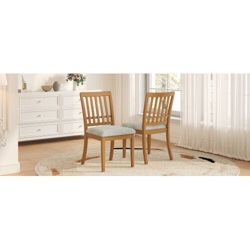 Alt View 6. LUCKY ONE - Assembled Scandinavian Dining Chair Set of 2 Curved Wood Back with Gray Fabric Seat - Light Brown.