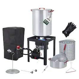 Hike Crew - 14-Piece 50,000 BTU Outdoor Propane Turkey Fryer Kit with Igniter, 30qt & 10qt Pots & More - Stainless Stee;