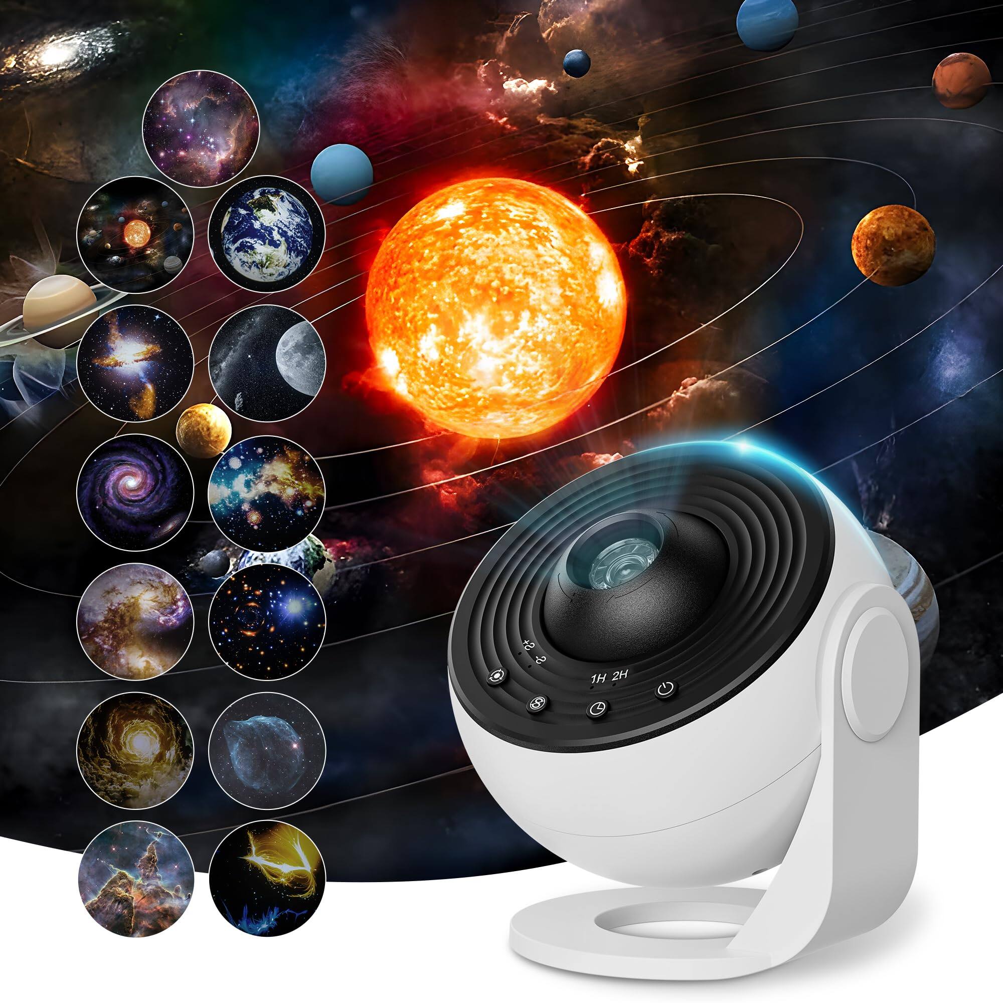 The Best Inks - Galaxy Projector Pro For Bedroom 13 In 1 Planetarium Star With Solar System & Constellation Night Light Ceiling - 360° - Default