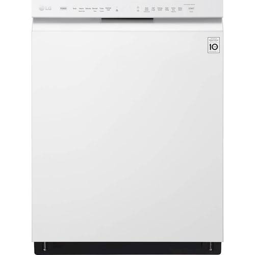 LG - 24" Front-Control Built-In Dishwasher with Stainless Steel Tub, QuadWash, 48 dBa - White
