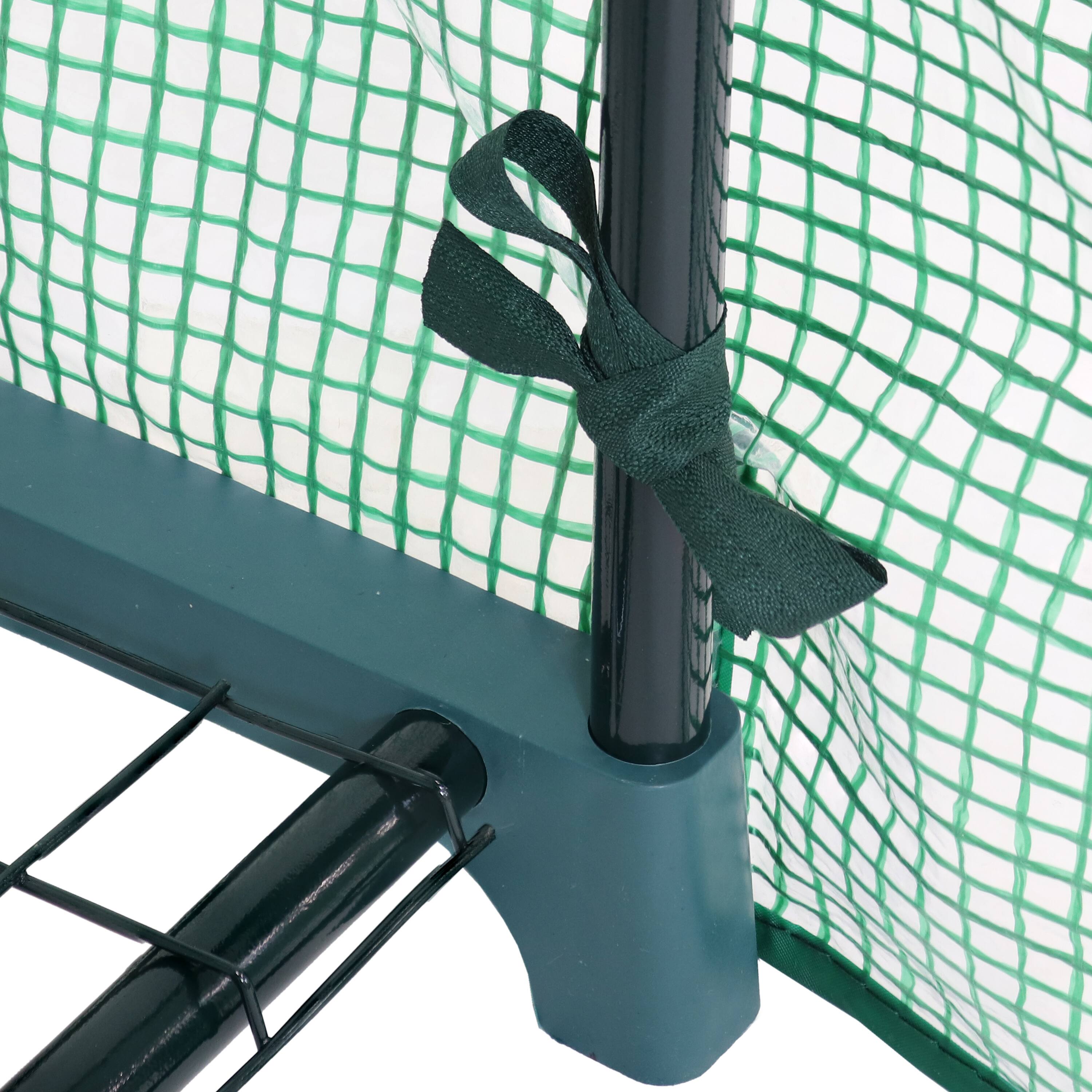 Alt View 8. Sunnydaze - Iron PVC Cover Mini Greenhouse with 3 Shelves/Zipper - Green.