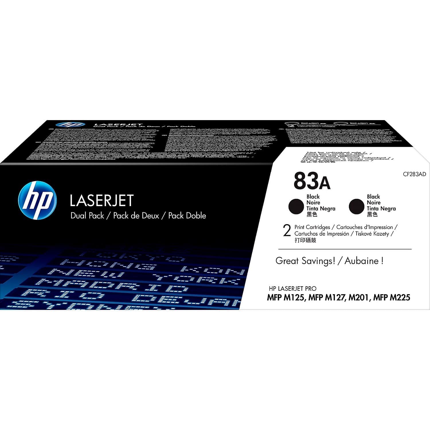 HP - 83A Standard Yield Toner Cartridge, 2 Pack (CF283AD) - Black