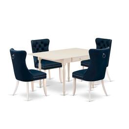 East West Furniture - 5 Piece Kitchen Table Set - Linen White
